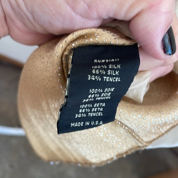 NWT Rozae Nichols luxurious cream and gold silk lined skirt w/back tie Sz Med - Picture 9 of 10